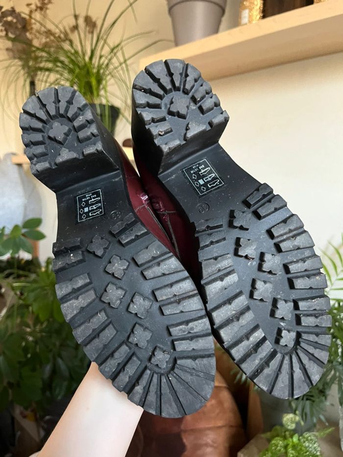 Bottines à talons avec lacets - bordeaux - photo numéro 13