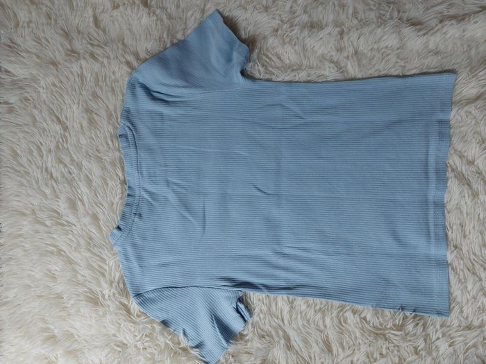 Tee Shirt côtelé bleu - photo numéro 3