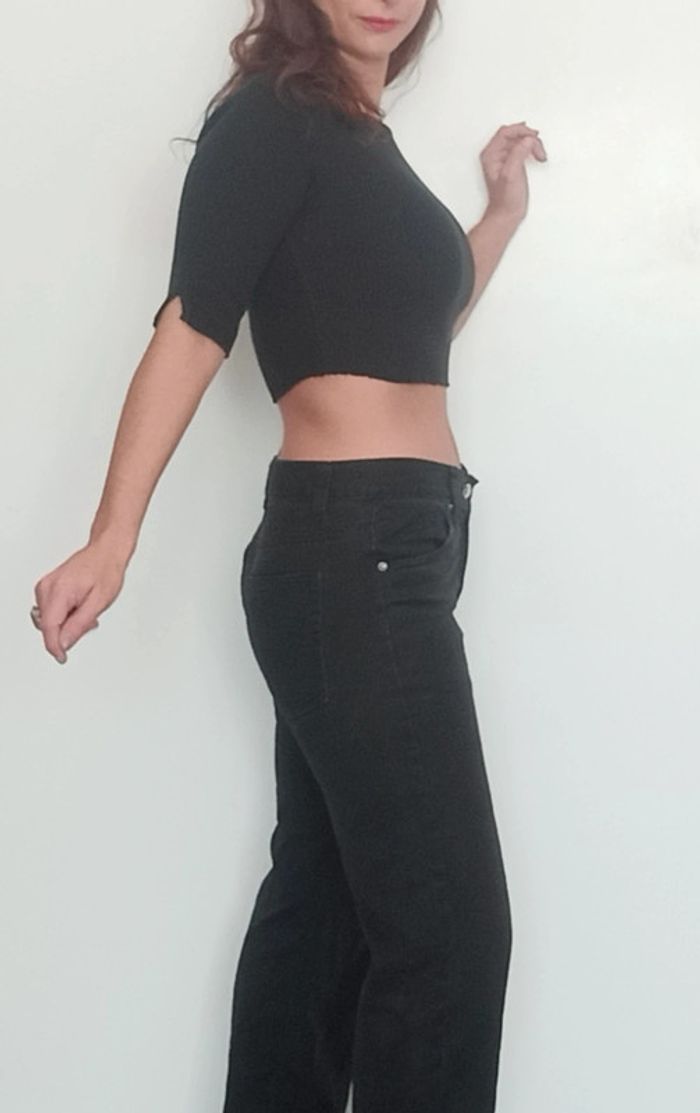 Pantalon jean noir droit long taille 40 - photo numéro 7