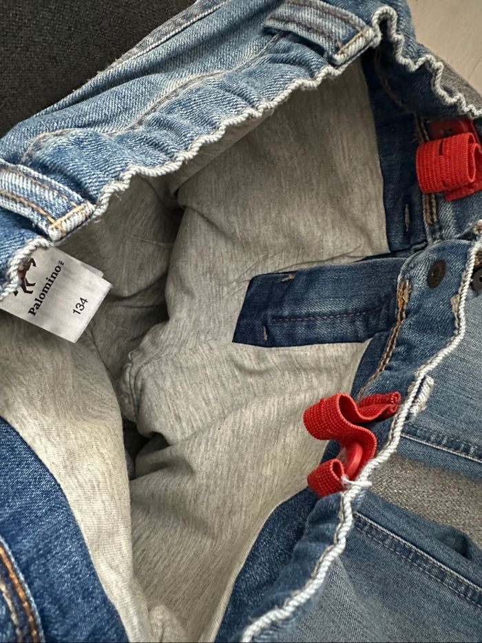 Jean bleu doublé coton intérieur gris taille 9 ans 134 cm tres bon état palomino - photo numéro 4