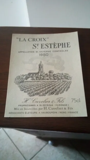Étiquette De Vin La Croix Saint Estephe 1980 Neuve -