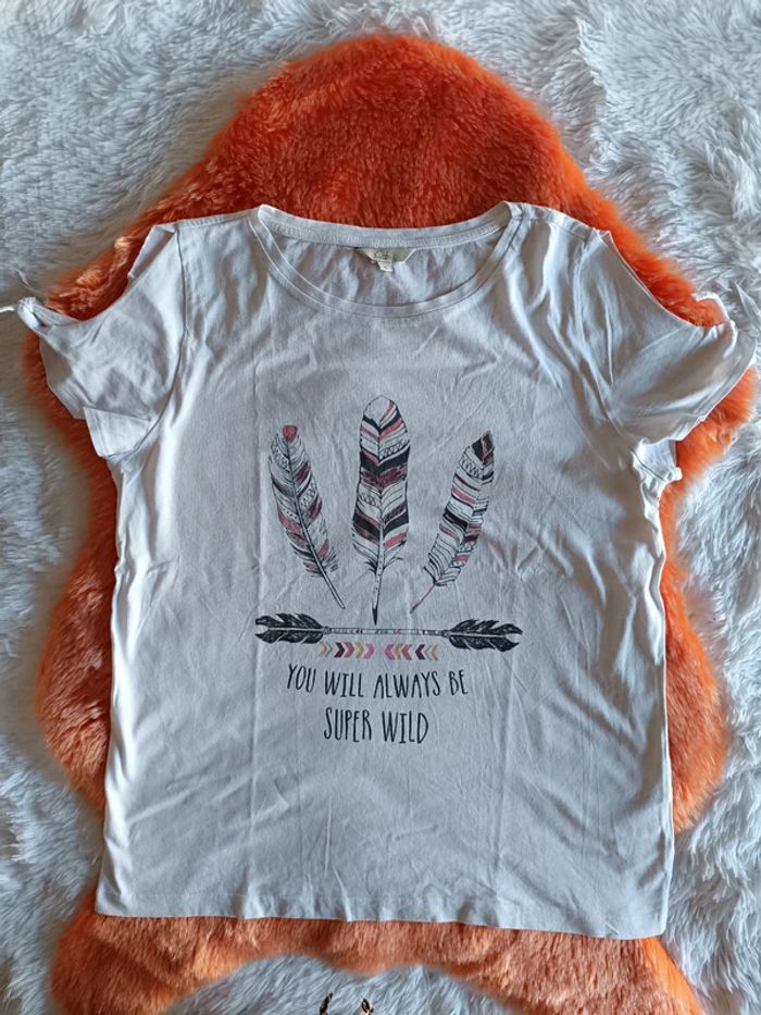 Tshirt manches courtes évasées plumes 🪶 T. XL _ Clockhouse - photo numéro 2
