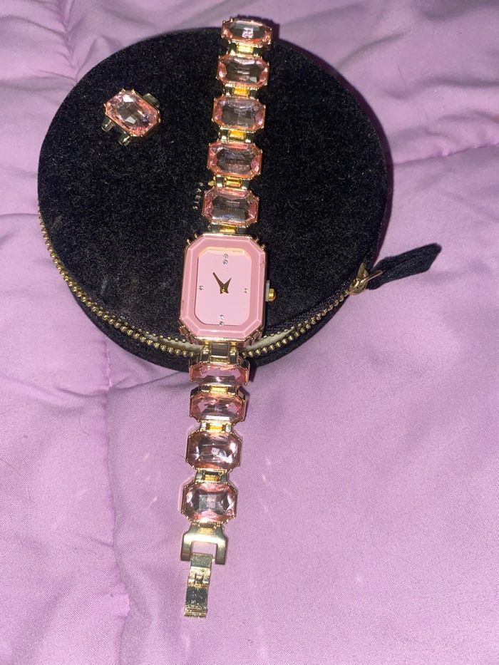 Montre pierre rose style Swarovski - photo numéro 2