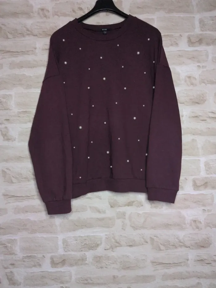 Pull bordeaux perlé – Taille L