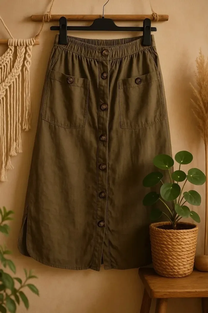 Jupe kaki pour l’été de Costes taille M pour femme