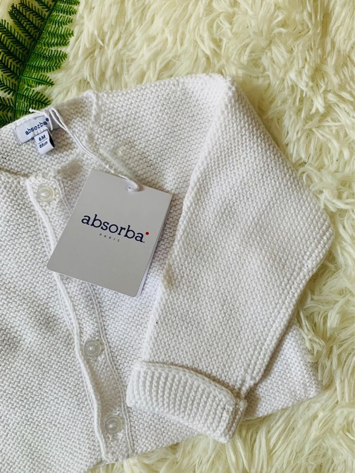 Gilet court Absorba neuf blanc en laine 6m - photo numéro 4