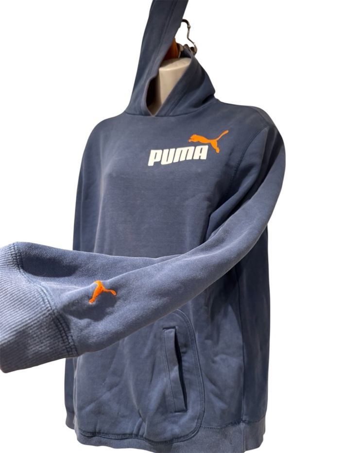 sweat-shirt à capuche bleu, orange, Puma, - photo numéro 3