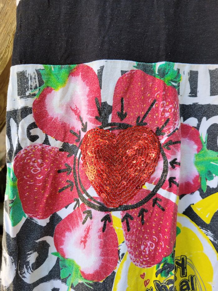 Magnifique robe Desigual, noire et blanche, motifs colorés, 11/12 ans - photo numéro 2