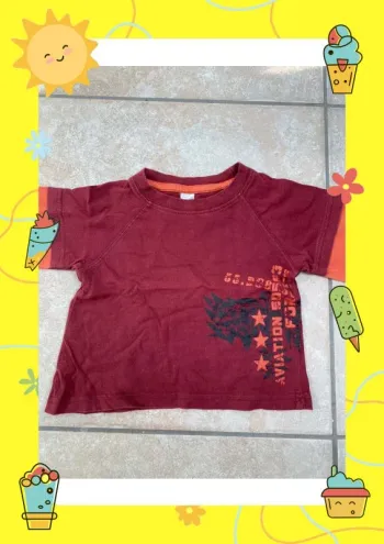 T shirt 2 ans orange bordeaux