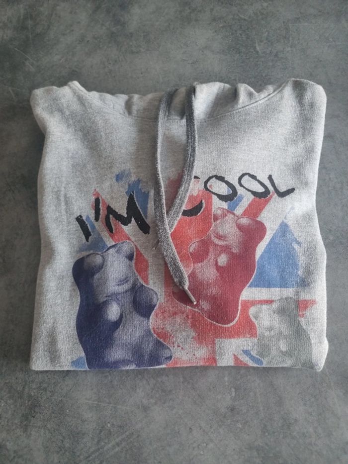 Sweat à capuche original unisexe - Taille L / 40 - Haribo - Gris floqué Haribo - photo numéro 7