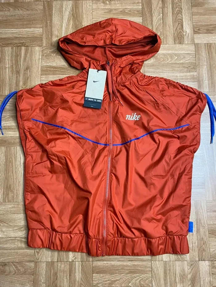 Veste coupe-vent imperméable sans manches Nike orange capuche (NEUVE) - photo numéro 3