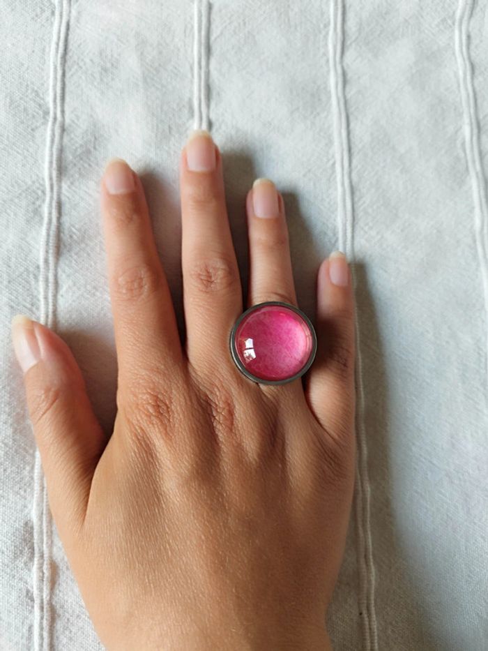 bague ajustable en acier inoxydable argenté