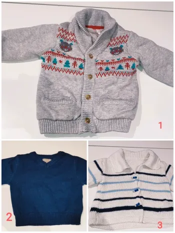 Lot de 3 gilets/pull garçon taille 3 mois en excellent état