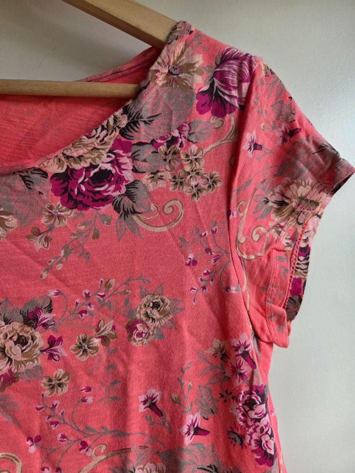 T-shirt fleuri corail made in italy - taille m - photo numéro 2