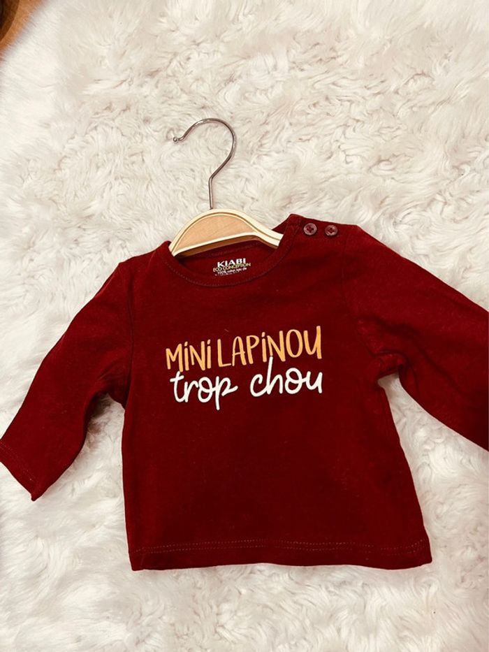 Taille 1 mois ensemble 2 pièces garçon sergent major Kiabi gris et bordeaux * salopette * 💙 - photo numéro 2