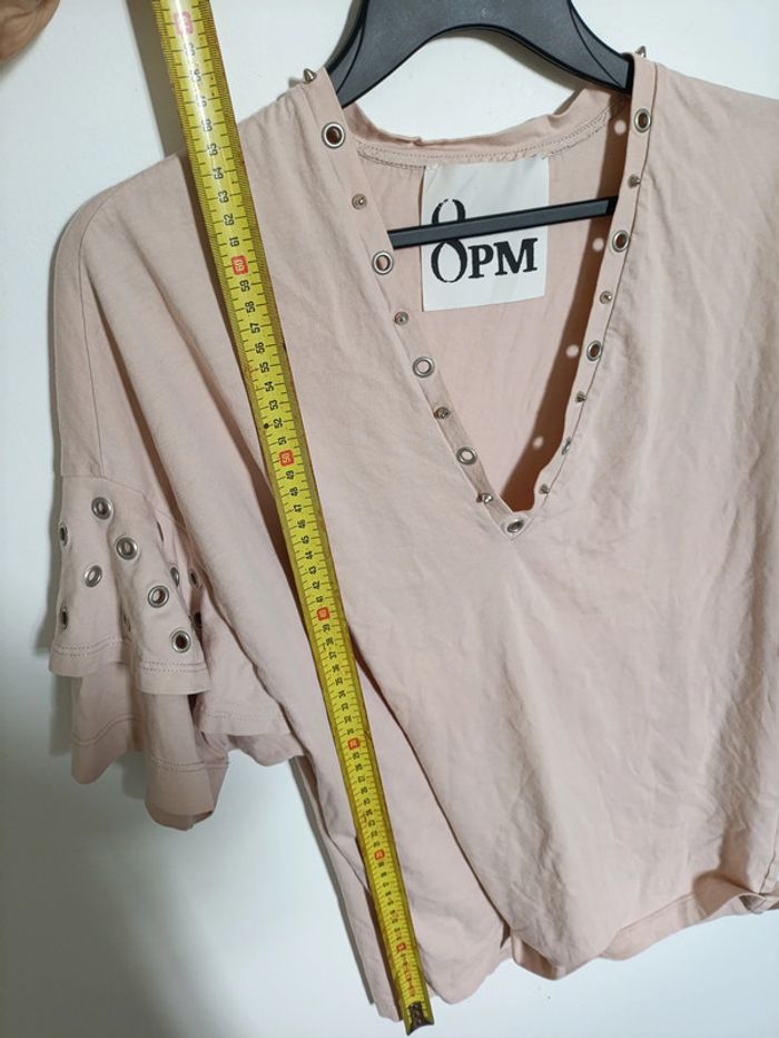 T-shirt rose poudré OPM à œillets - photo numéro 5