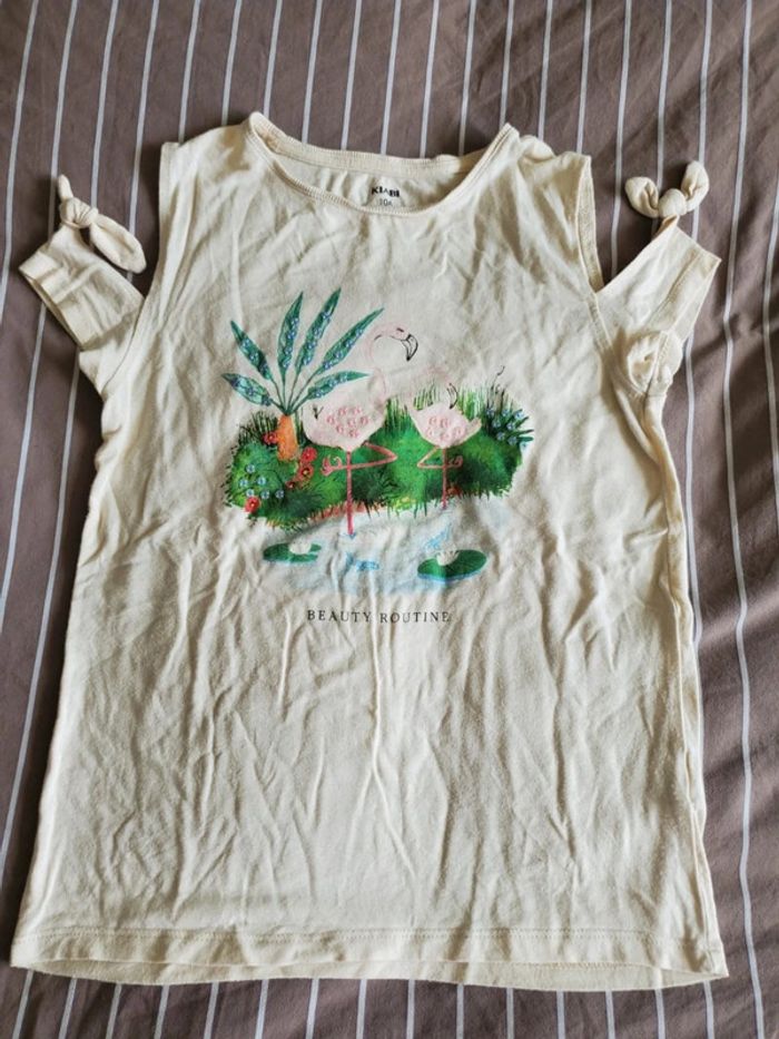 Tee shirt epaules dénudées 10 ans kiabi flamant rose beauty routine