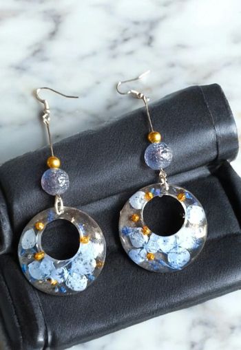 Boucles d'oreilles pendante en résine