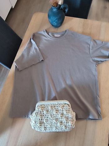 Tee-shirt loose long beige