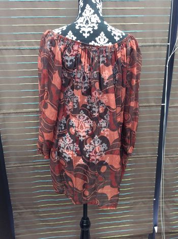 Blouse imprimé orange/marron  en voile neuve (n°27)