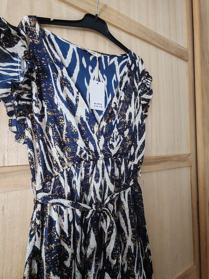 Robe longue taille 36 38 neuve marine et or - photo numéro 4