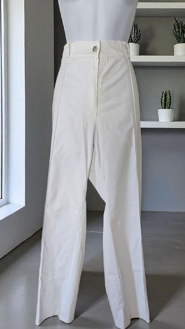 pantalon a jambes large naturelle blanc taille 6
