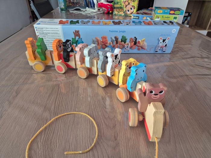 Jouet à tirer éveil ,Train en Bois Trainimo Jungle Djeco 🚂 - photo numéro 2