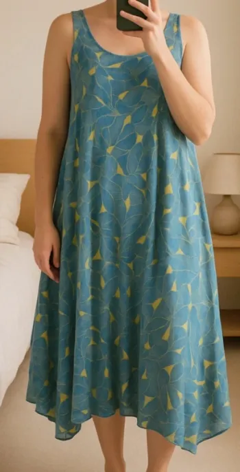 Robe h&m longue imprimée bleu vert 38