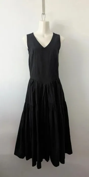 Robe noire longue vintage ample - 100% coton - Laura Ashley - taille 38