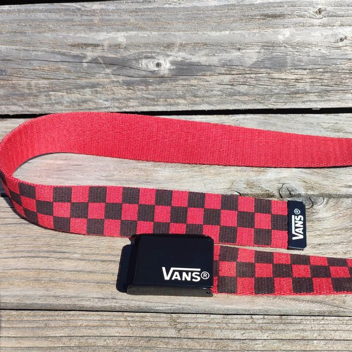 Ceinture toile Vans damier noir et rouge taille unique boucle décapsuleurs - photo numéro 2