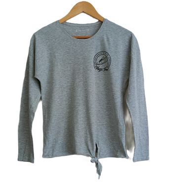 T shirt gris à noeud. Manches longues. Gemo. Taille 16 ans