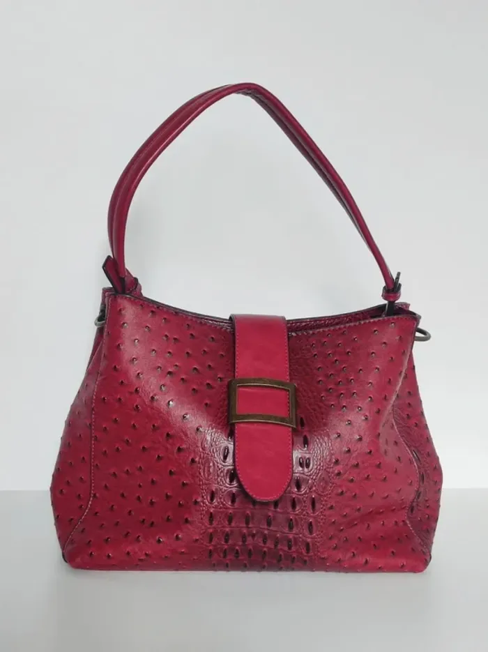 Sac effet cuir bordeaux point relief noir / Mandoline
