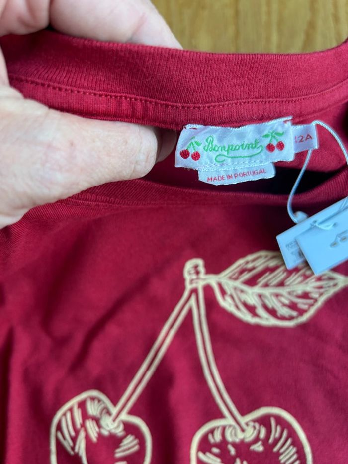 Tee shirt Bonpoint manches longues tee shirt cerise velours 12 ans Bonpoint - photo numéro 8
