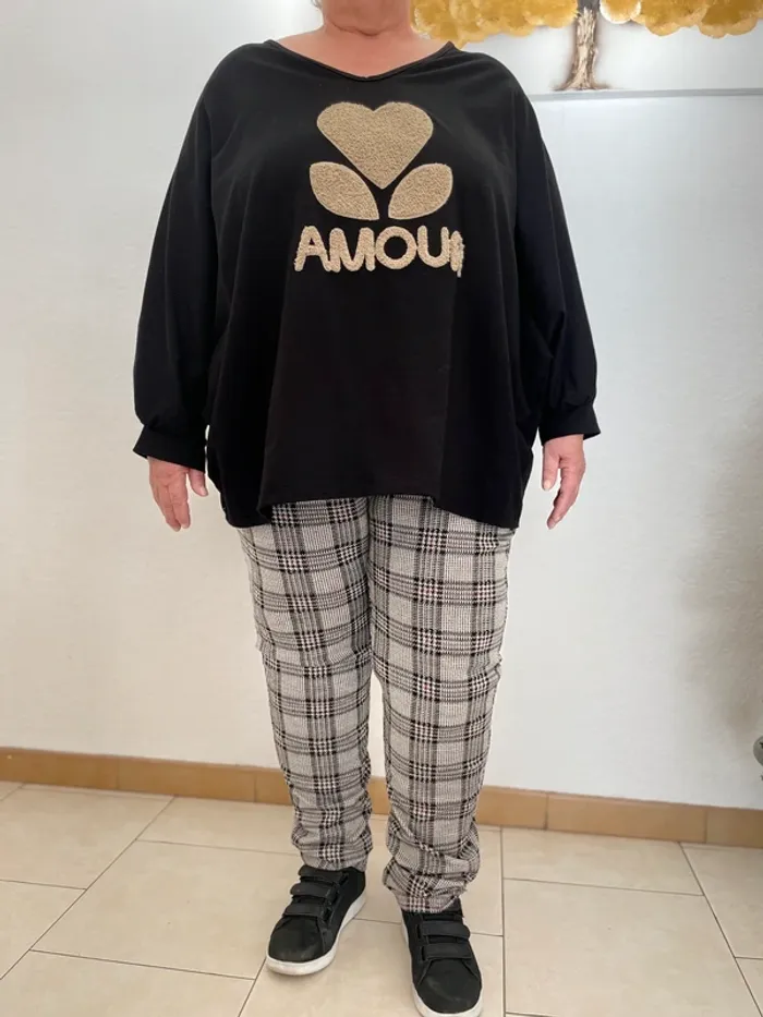 Pull coton inscription amour spécial grandes tailles - photo numéro 5