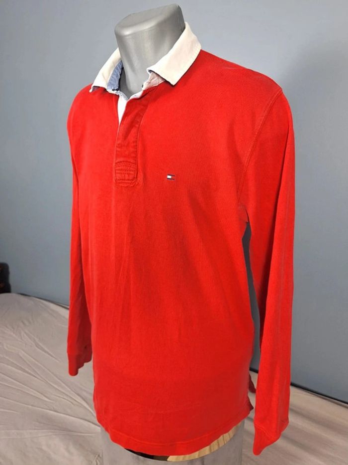 Polo tommy Hilfiger vintage manche longues - taille L rouge - homme logo brodé (428)