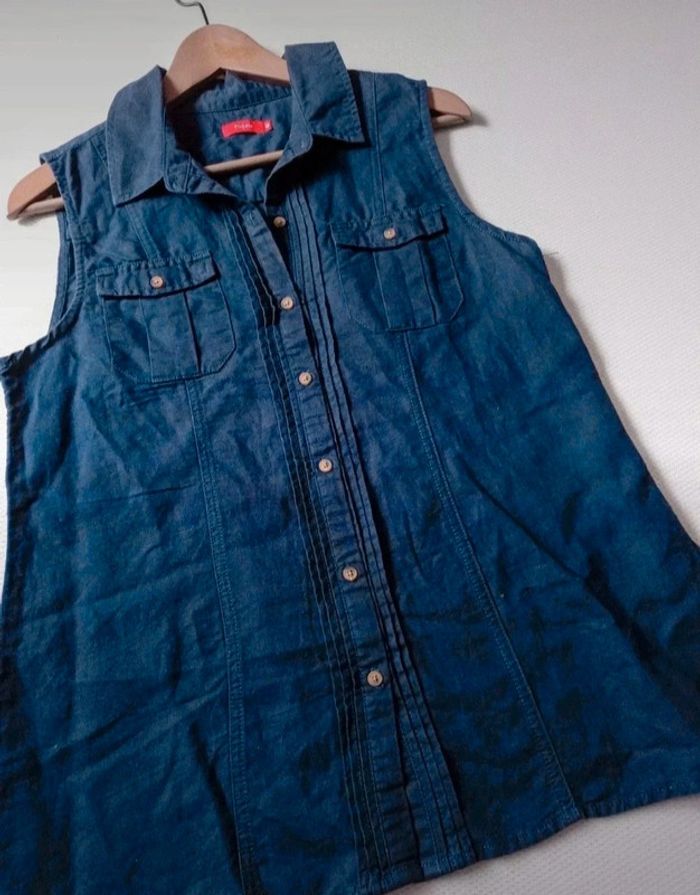 Chemise coton lin bleu marine 40 - photo numéro 2