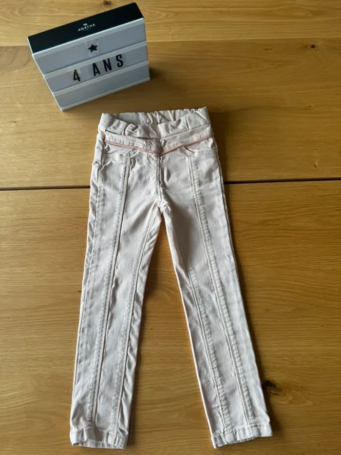 Tregging/jeans slim rose pâle sans bouton - Taille 4 Ans