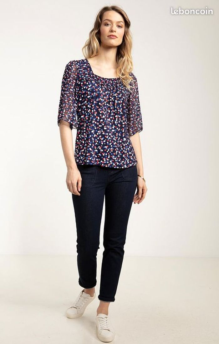 Tee shirt manche coude couleur : MARINE - Taille : 5 - Armand Thiery - photo numéro 5