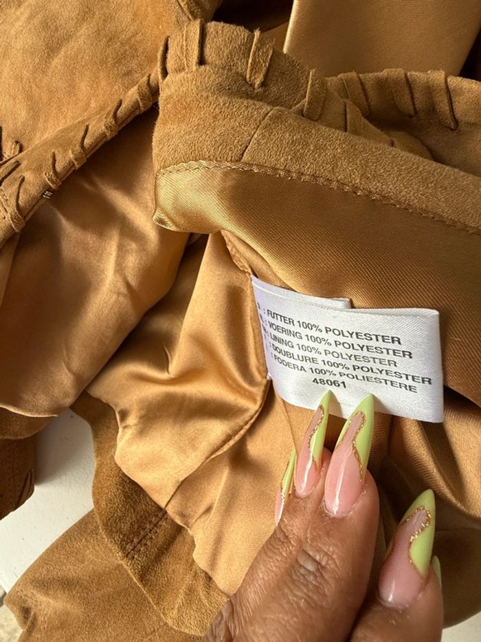 Veste camel marron en cuir - photo numéro 10