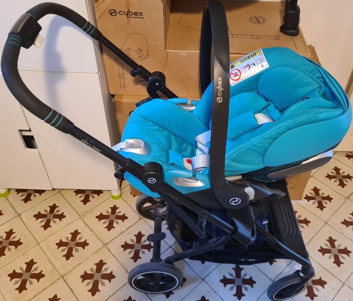 Ensemble Poussette+cosy+siège auto Cybex Turquoise - photo numéro 6