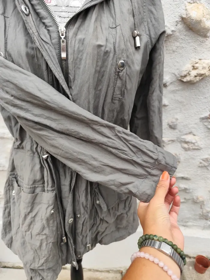 Veste légère à capuche femme cache cache couleur gris - photo numéro 3