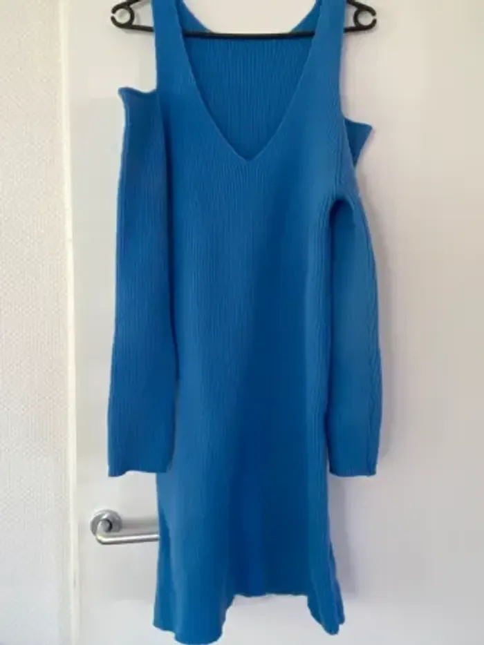 Robe pull en laine bleu