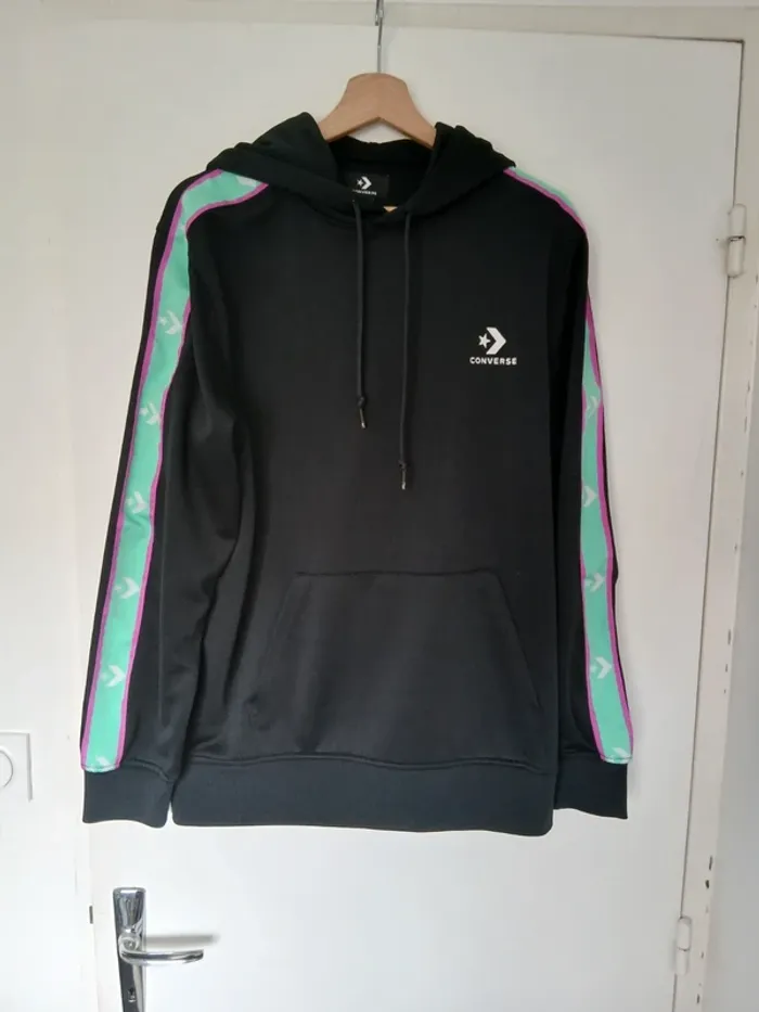 Sweat converse noir et vert violet S