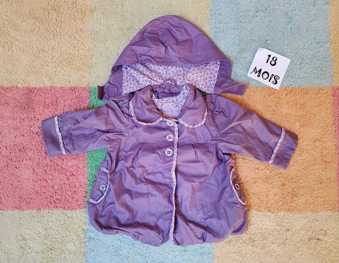 Manteau Parka avec capuche mi-saison fille - 18 mois- TBE - Grain de blé