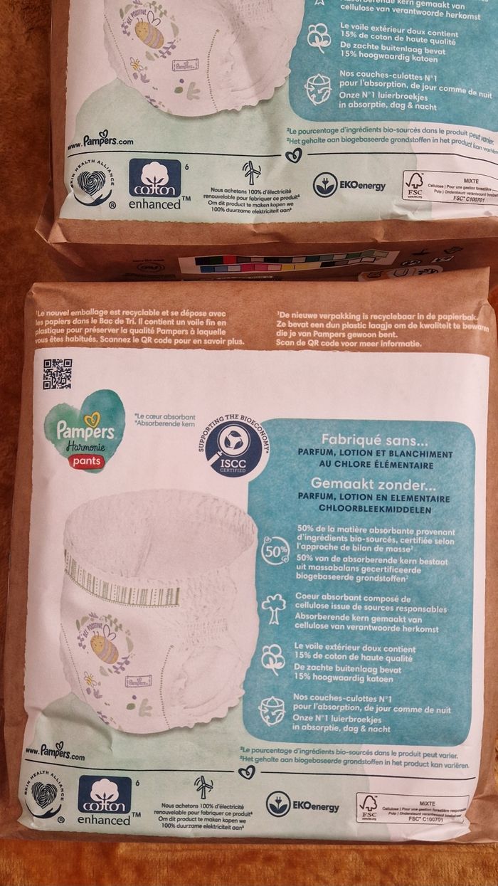 Lot de 2 paquets couches culottes ( pants) T 6 Pampers Harmonie - photo numéro 6