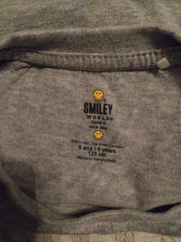 Tee shirt manche longue gris Smiley Noël 8 ans - photo numéro 3