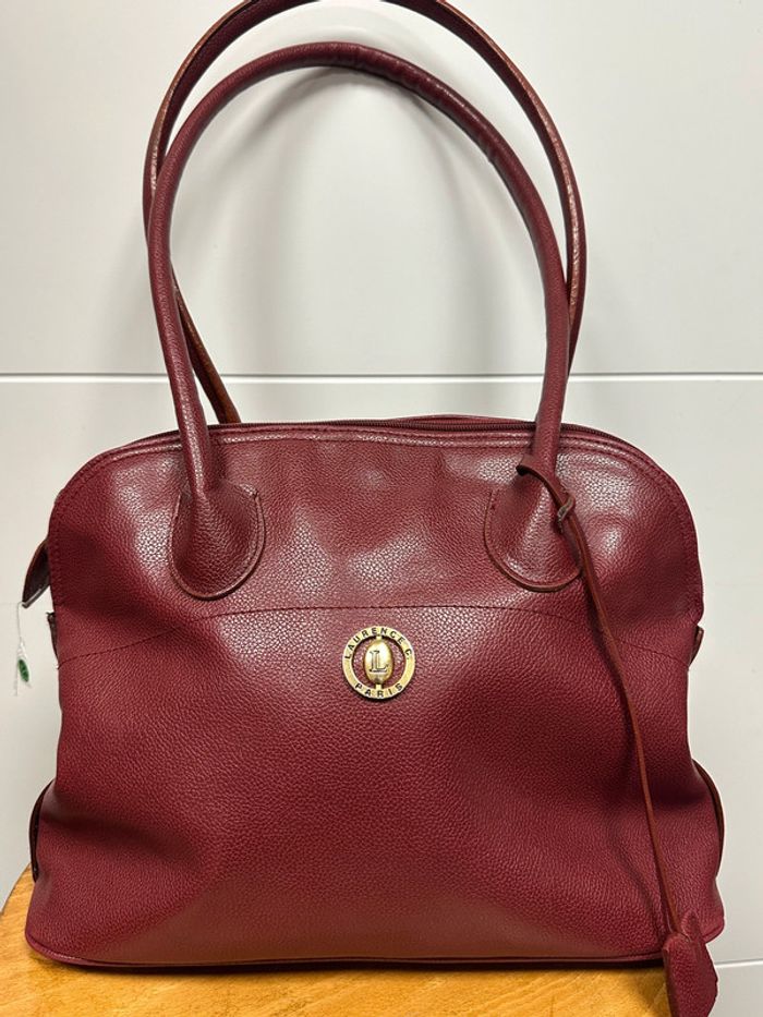 Sac à main en cuir bordeaux/rouge