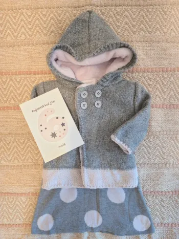 Ensemble robe pull et veste fourrée pilou-pilou Noukie's 6 mois