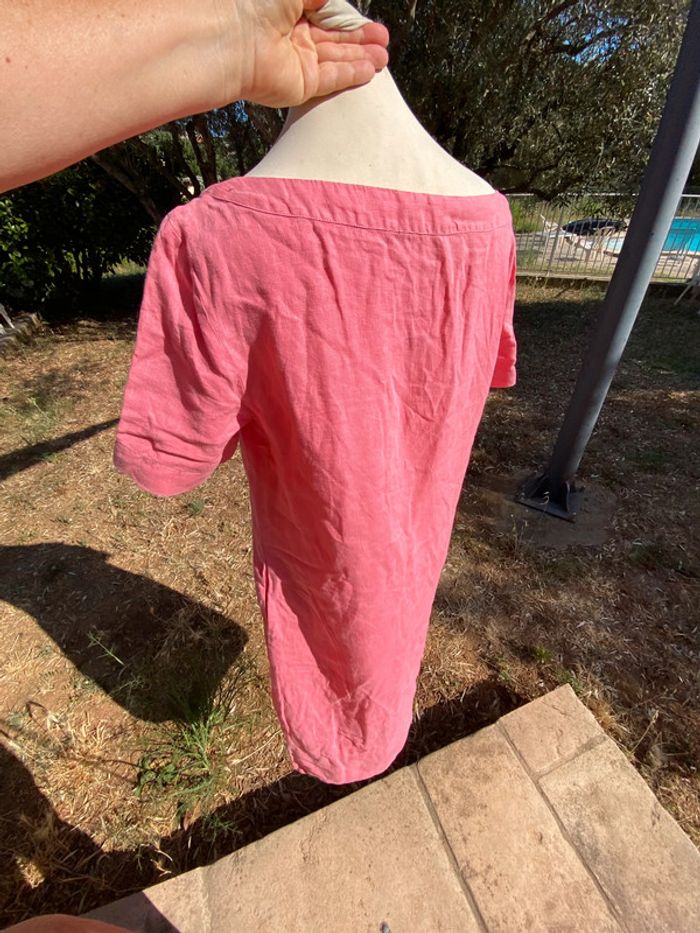 Belle robe en lin, rose avec poche, taille un - photo numéro 4