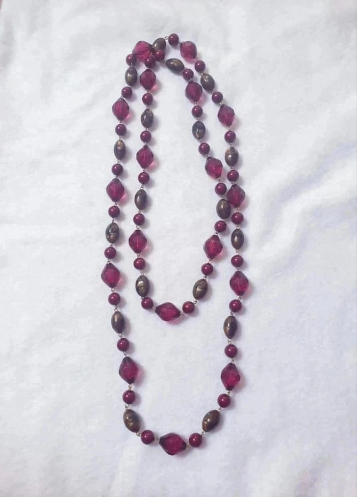 Magnifique collier sautoir rose